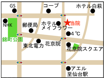 仙台巻き爪矯正院 仙台駅前通り院　簡略地図